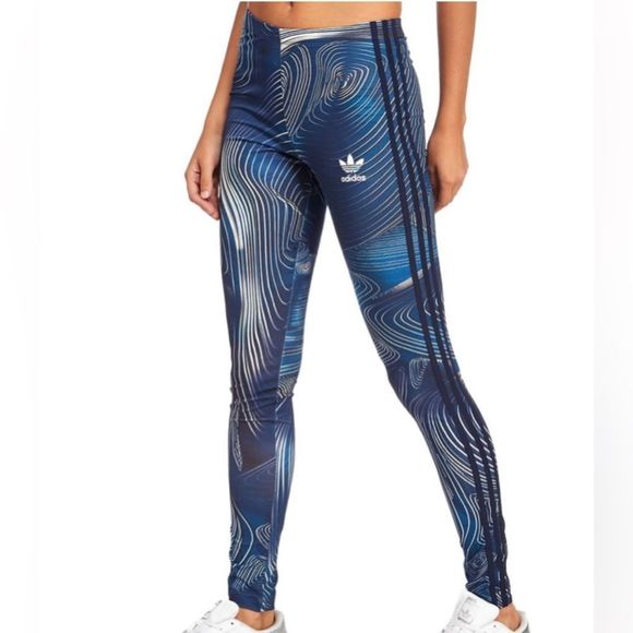 adidas Pants - Adidas Originals Geology Print Blue Leggings XL